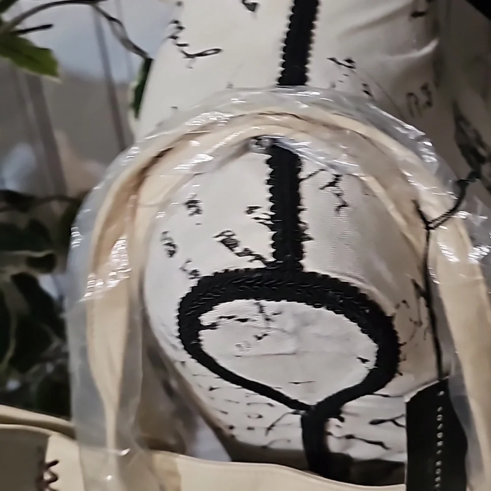 Sondra Roberts Cream/Olive Vegan Leather and Canvas Stitch Bag NWT - Picture 7 of 13